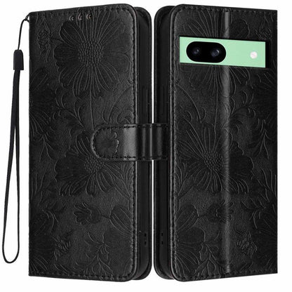 Sunflower Embossed Vegan Leather Phone Case with Small Black Rope, For Google Pixel 10a, For Google Pixel 10 Pro XL, For Google Pixel 10 / 10 Pro, For Google Pixel 9 Pro XL, For Google Pixel 9 / 9 Pro, For Google Pixel 8a, For Google Pixel 8 Pro       ...
