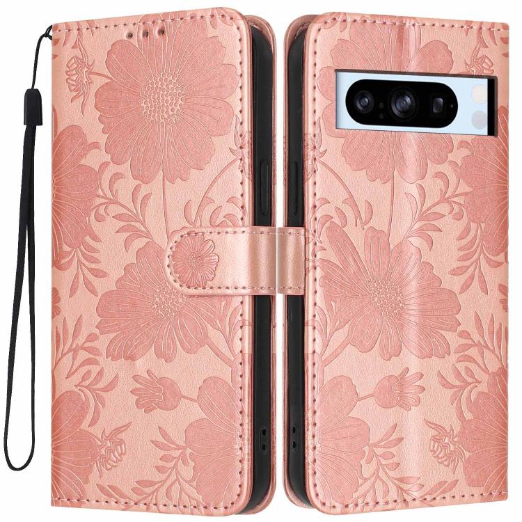 Sunflower Embossed Vegan Leather Phone Case with Small Black Rope, For Google Pixel 10a, For Google Pixel 10 Pro XL, For Google Pixel 10 / 10 Pro, For Google Pixel 9 Pro XL, For Google Pixel 9 / 9 Pro, For Google Pixel 8a, For Google Pixel 8 Pro       ...