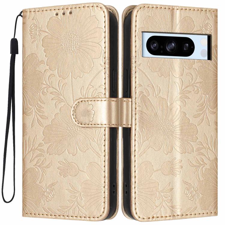 Sunflower Embossed Vegan Leather Phone Case with Small Black Rope, For Google Pixel 10a, For Google Pixel 10 Pro XL, For Google Pixel 10 / 10 Pro, For Google Pixel 9 Pro XL, For Google Pixel 9 / 9 Pro, For Google Pixel 8a, For Google Pixel 8 Pro       ...