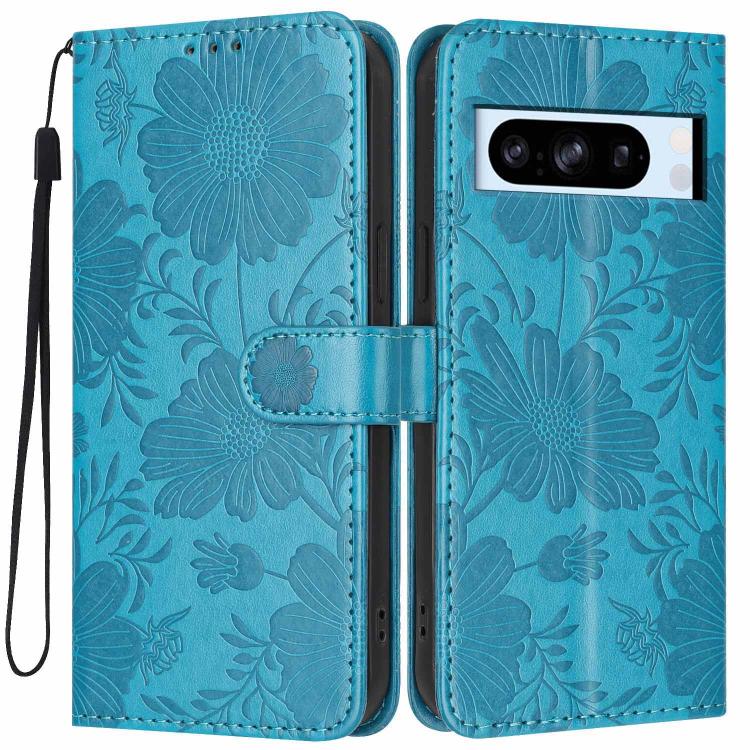 Sunflower Embossed Vegan Leather Phone Case with Small Black Rope, For Google Pixel 10a, For Google Pixel 10 Pro XL, For Google Pixel 10 / 10 Pro, For Google Pixel 9 Pro XL, For Google Pixel 9 / 9 Pro, For Google Pixel 8a, For Google Pixel 8 Pro       ...