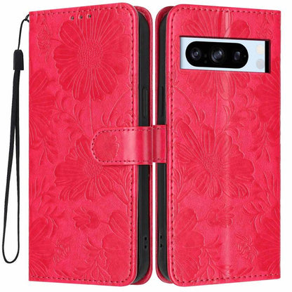 Sunflower Embossed Vegan Leather Phone Case with Small Black Rope, For Google Pixel 10a, For Google Pixel 10 Pro XL, For Google Pixel 10 / 10 Pro, For Google Pixel 9 Pro XL, For Google Pixel 9 / 9 Pro, For Google Pixel 8a, For Google Pixel 8 Pro       ...