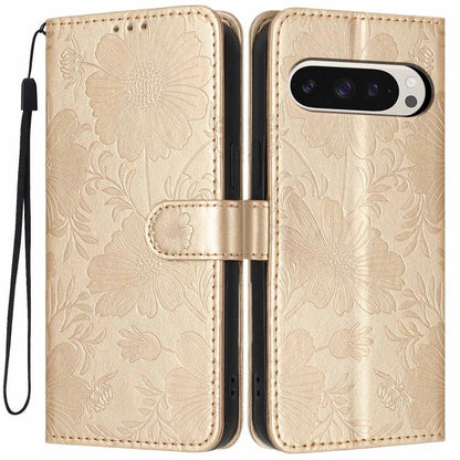 Sunflower Embossed Vegan Leather Phone Case with Small Black Rope, For Google Pixel 10a, For Google Pixel 10 Pro XL, For Google Pixel 10 / 10 Pro, For Google Pixel 9 Pro XL, For Google Pixel 9 / 9 Pro, For Google Pixel 8a, For Google Pixel 8 Pro       ...