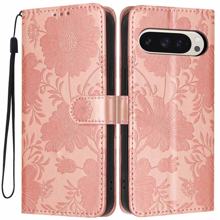 Sunflower Embossed Vegan Leather Phone Case with Small Black Rope, For Google Pixel 10a, For Google Pixel 10 Pro XL, For Google Pixel 10 / 10 Pro, For Google Pixel 9 Pro XL, For Google Pixel 9 / 9 Pro, For Google Pixel 8a, For Google Pixel 8 Pro       ...