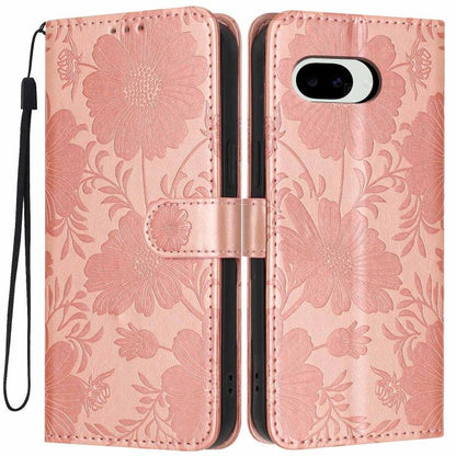 Sunflower Embossed Vegan Leather Phone Case with Small Black Rope, For Google Pixel 10a, For Google Pixel 10 Pro XL, For Google Pixel 10 / 10 Pro, For Google Pixel 9 Pro XL, For Google Pixel 9 / 9 Pro, For Google Pixel 8a, For Google Pixel 8 Pro       ...