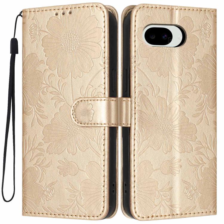 Sunflower Embossed Vegan Leather Phone Case with Small Black Rope, For Google Pixel 10a, For Google Pixel 10 Pro XL, For Google Pixel 10 / 10 Pro, For Google Pixel 9 Pro XL, For Google Pixel 9 / 9 Pro, For Google Pixel 8a, For Google Pixel 8 Pro       ...