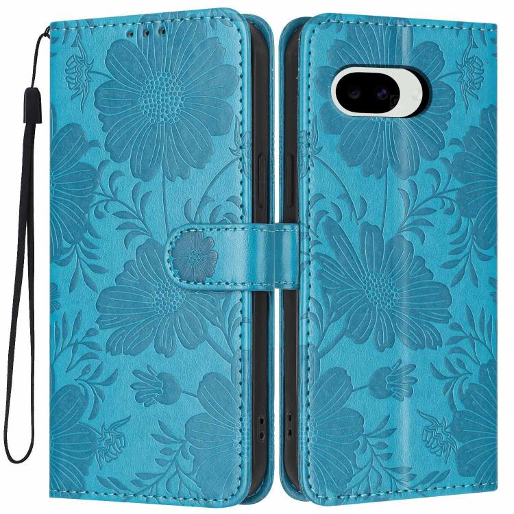 Sunflower Embossed Vegan Leather Phone Case with Small Black Rope, For Google Pixel 10a, For Google Pixel 10 Pro XL, For Google Pixel 10 / 10 Pro, For Google Pixel 9 Pro XL, For Google Pixel 9 / 9 Pro, For Google Pixel 8a, For Google Pixel 8 Pro       ...