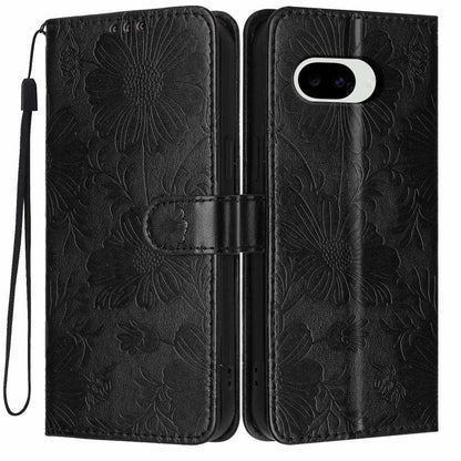 Sunflower Embossed Vegan Leather Phone Case with Small Black Rope, For Google Pixel 10a, For Google Pixel 10 Pro XL, For Google Pixel 10 / 10 Pro, For Google Pixel 9 Pro XL, For Google Pixel 9 / 9 Pro, For Google Pixel 8a, For Google Pixel 8 Pro       ...