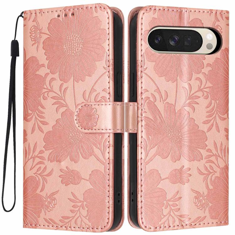 Sunflower Embossed Vegan Leather Phone Case with Small Black Rope, For Google Pixel 10a, For Google Pixel 10 Pro XL, For Google Pixel 10 / 10 Pro, For Google Pixel 9 Pro XL, For Google Pixel 9 / 9 Pro, For Google Pixel 8a, For Google Pixel 8 Pro       ...