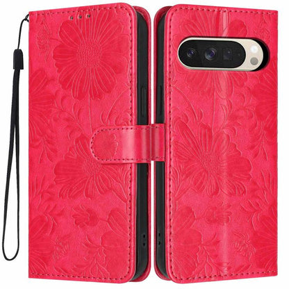 Sunflower Embossed Vegan Leather Phone Case with Small Black Rope, For Google Pixel 10a, For Google Pixel 10 Pro XL, For Google Pixel 10 / 10 Pro, For Google Pixel 9 Pro XL, For Google Pixel 9 / 9 Pro, For Google Pixel 8a, For Google Pixel 8 Pro       ...