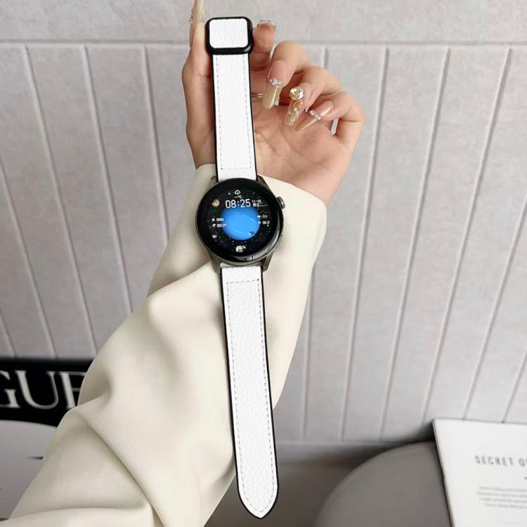 xDfind Flat-head Litchi Texture Vegan Leather Magnetic Buckle Watch Band, 18mm, 20mm, 22mm