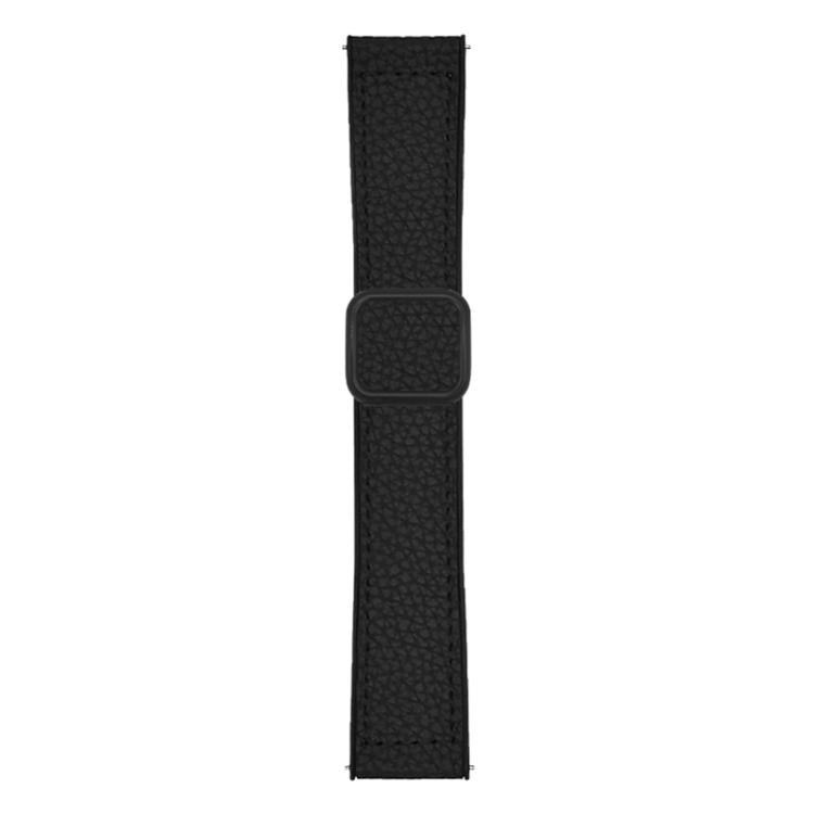 xDfind Flat-head Litchi Texture Vegan Leather Magnetic Buckle Watch Band, 18mm, 20mm, 22mm
