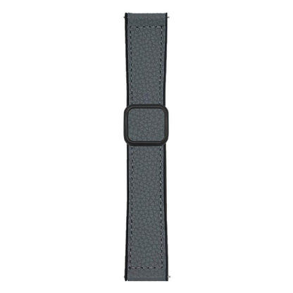 xDfind Flat-head Litchi Texture Vegan Leather Magnetic Buckle Watch Band, 18mm, 20mm, 22mm