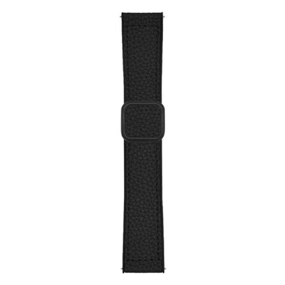 xDfind Flat-head Litchi Texture Vegan Leather Magnetic Buckle Watch Band, 18mm, 20mm, 22mm