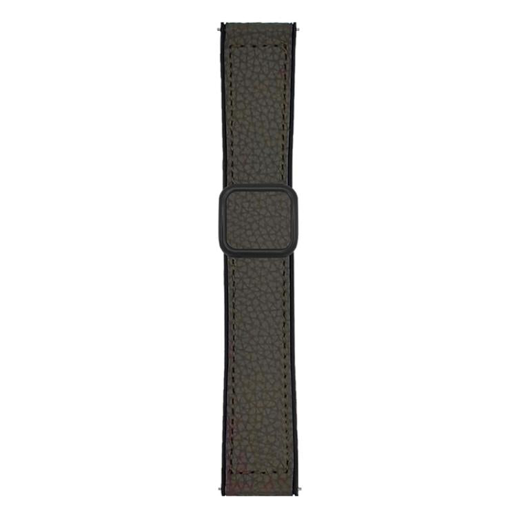 xDfind Flat-head Litchi Texture Vegan Leather Magnetic Buckle Watch Band, 18mm, 20mm, 22mm
