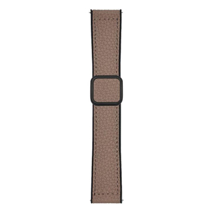 xDfind Flat-head Litchi Texture Vegan Leather Magnetic Buckle Watch Band, 18mm, 20mm, 22mm