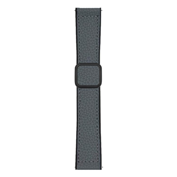 xDfind Flat-head Litchi Texture Vegan Leather Magnetic Buckle Watch Band, 18mm, 20mm, 22mm