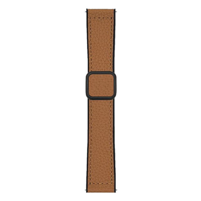 xDfind Flat-head Litchi Texture Vegan Leather Magnetic Buckle Watch Band, 18mm, 20mm, 22mm