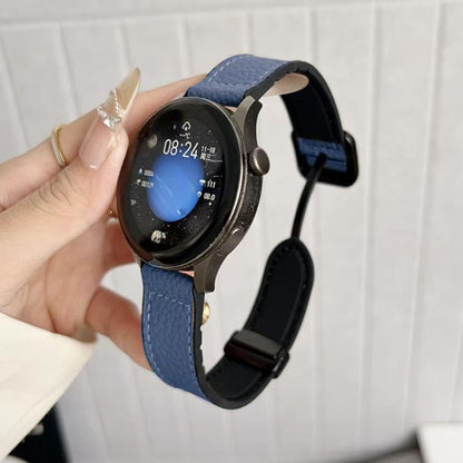 xDfind Flat-head Litchi Texture Vegan Leather Magnetic Buckle Watch Band, 18mm, 20mm, 22mm