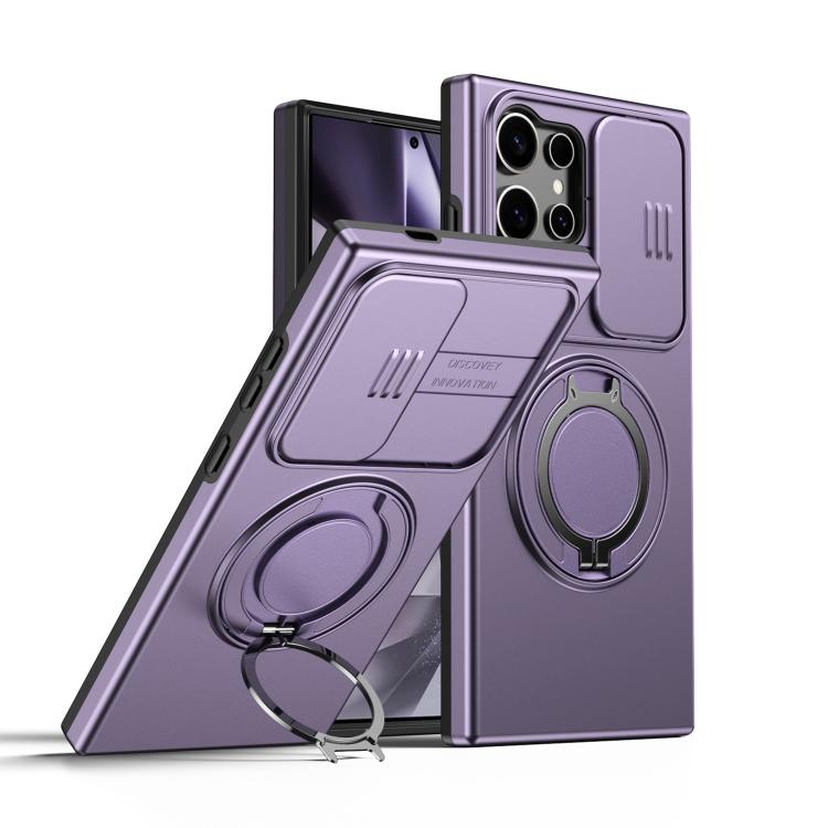 Camera Sliding Shield Magnetic Rotation Holder Phone Case, For Galaxy S26 FE 5G, For Galaxy Z Fold8 Ultra 5G, For Galaxy S26+ 5G, For Galaxy S26 Ultra 5G, For Galaxy S26 5G, For Galaxy S25 FE 5G, For Galaxy S25 / S24 5G, For Galaxy S25+ / S24+ 5G      ...
