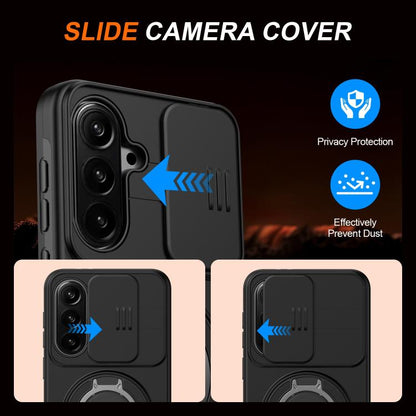 Camera Sliding Shield Magnetic Rotation Holder Phone Case, For Galaxy S26 FE 5G, For Galaxy Z Fold8 Ultra 5G, For Galaxy S26+ 5G, For Galaxy S26 Ultra 5G, For Galaxy S26 5G, For Galaxy S25 FE 5G, For Galaxy S25 / S24 5G, For Galaxy S25+ / S24+ 5G      ...