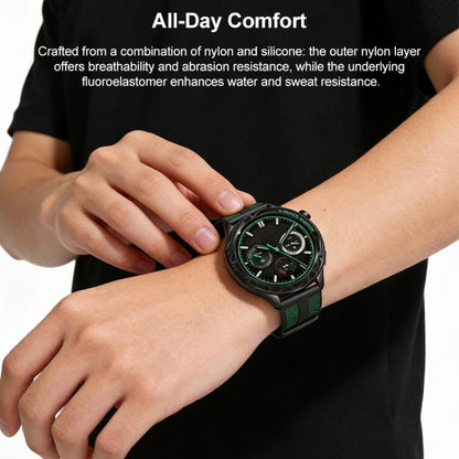 xDfind Flame Hybrid Nylon Braid Silicone Watch Band, 22mm