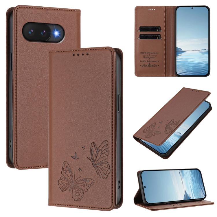 Strong Magnetic Dual Butterfly RFID Vegan Leather Phone Case, For Google Pixel 11 Pro XL, For Google Pixel 11 Pro / Pixel 11, For Google Pixel 10a, For Google Pixel 10 Pro XL / Pixel 9 Pro XL, For Google Pixel 10 / 10 Pro / Pixel 9 / 9 Pro             ...