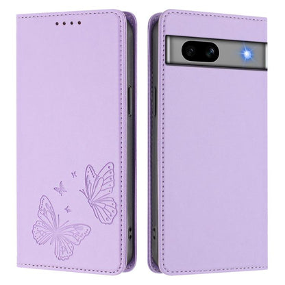 Strong Magnetic Dual Butterfly RFID Vegan Leather Phone Case, For Google Pixel 7a