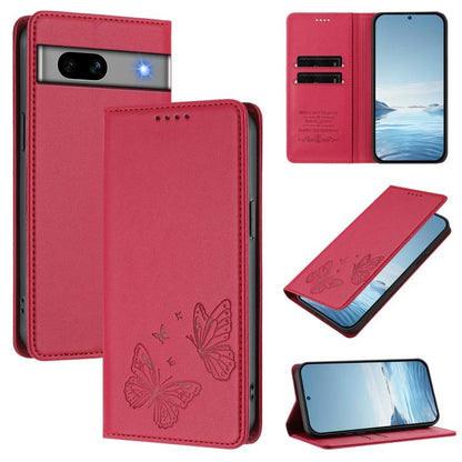 Strong Magnetic Dual Butterfly RFID Vegan Leather Phone Case, For Google Pixel 7a