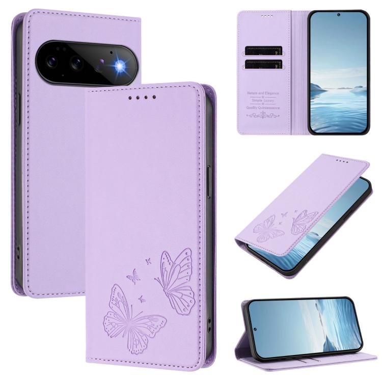 Strong Magnetic Dual Butterfly RFID Vegan Leather Phone Case, For Google Pixel 11 Pro XL, For Google Pixel 11 Pro / Pixel 11, For Google Pixel 10a, For Google Pixel 10 Pro XL / Pixel 9 Pro XL, For Google Pixel 10 / 10 Pro / Pixel 9 / 9 Pro             ...