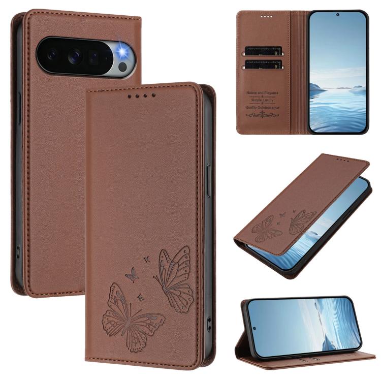 Strong Magnetic Dual Butterfly RFID Vegan Leather Phone Case, For Google Pixel 11 Pro XL, For Google Pixel 11 Pro / Pixel 11, For Google Pixel 10a, For Google Pixel 10 Pro XL / Pixel 9 Pro XL, For Google Pixel 10 / 10 Pro / Pixel 9 / 9 Pro             ...
