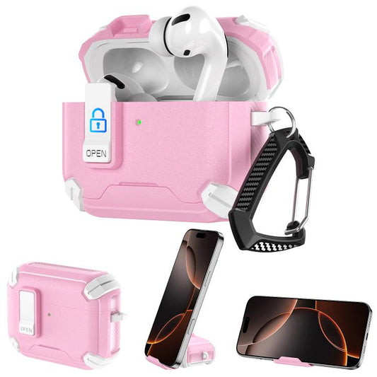 Explorer Dual Color Side Carbon Fiber Magnetic Holder Earphone Case, For AirPods Pro 3, For AirPods Pro 2 / Pro
