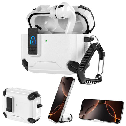 Explorer Dual Color Side Carbon Fiber Magnetic Holder Earphone Case, For AirPods Pro 3, For AirPods Pro 2 / Pro