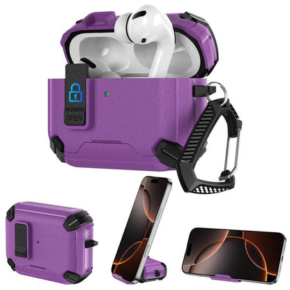 Explorer Dual Color Side Carbon Fiber Magnetic Holder Earphone Case, For AirPods Pro 3, For AirPods Pro 2 / Pro