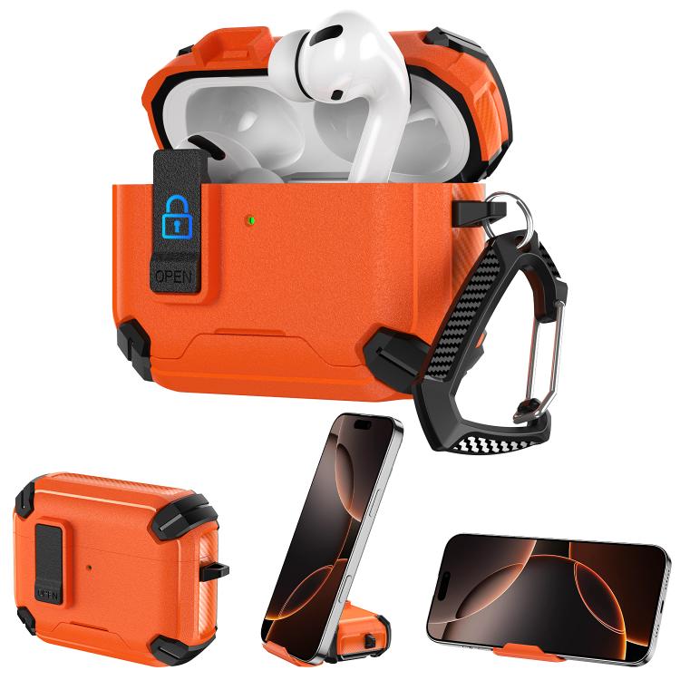Explorer Dual Color Side Carbon Fiber Magnetic Holder Earphone Case, For AirPods Pro 3, For AirPods Pro 2 / Pro