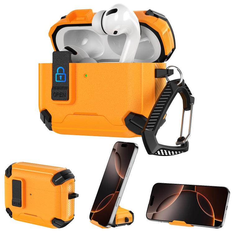 Explorer Dual Color Side Carbon Fiber Magnetic Holder Earphone Case, For AirPods Pro 3, For AirPods Pro 2 / Pro