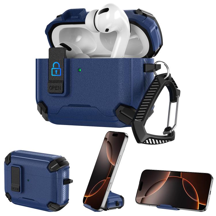 Explorer Dual Color Side Carbon Fiber Magnetic Holder Earphone Case, For AirPods Pro 3, For AirPods Pro 2 / Pro