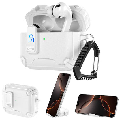 Explorer Dual Color Side Carbon Fiber Magnetic Holder Earphone Case, For AirPods Pro 3, For AirPods Pro 2 / Pro