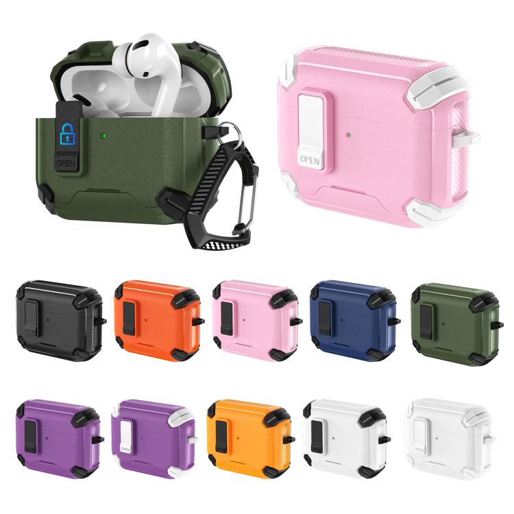 Explorer Dual Color Side Carbon Fiber Magnetic Holder Earphone Case, For AirPods Pro 3, For AirPods Pro 2 / Pro