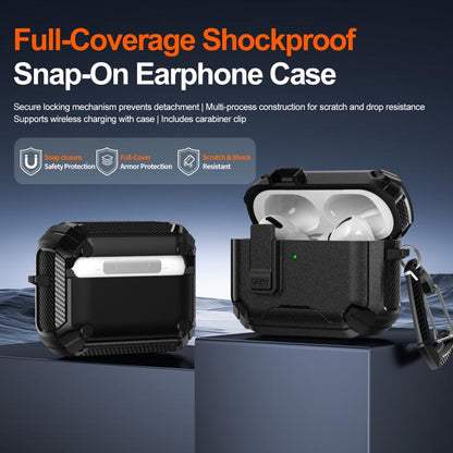 Explorer Dual Color Side Carbon Fiber Magnetic Holder Earphone Case, For AirPods Pro 3, For AirPods Pro 2 / Pro
