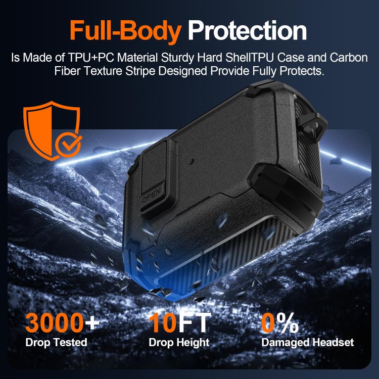 Explorer Dual Color Side Carbon Fiber Magnetic Holder Earphone Case, For AirPods Pro 3, For AirPods Pro 2 / Pro