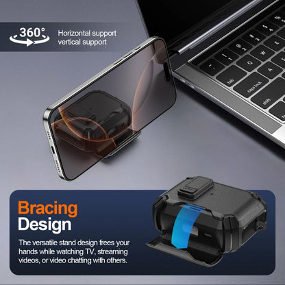 Explorer Dual Color Side Carbon Fiber Magnetic Holder Earphone Case, For AirPods Pro 3, For AirPods Pro 2 / Pro