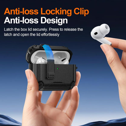 Explorer Dual Color Side Carbon Fiber Magnetic Holder Earphone Case, For AirPods Pro 3, For AirPods Pro 2 / Pro