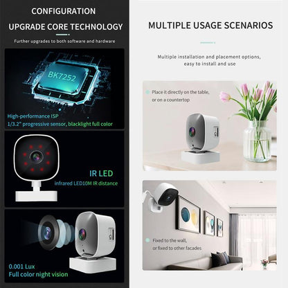 Wireless WiFi Smart High-Definition Wide-Angle Surveillance Camera, 30W Pixels, 300W Pixels