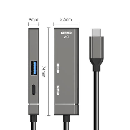 60W Type-C to Type-C, USB-A, 4K DisplayPort HUB Docking Station, Type-C to Type-C+USB+DP