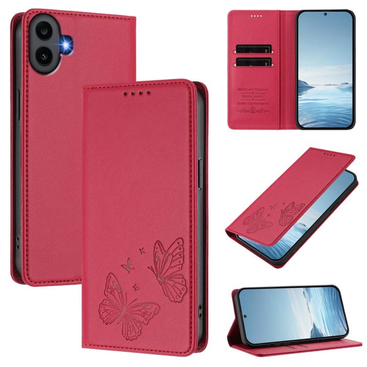 Strong Magnetic Dual Butterfly RFID Vegan Leather Phone Case, For Nothing Phone 4a Pro, For Nothing Phone 4a, For Nothing Phone 3a Lite, For Nothing Phone 3, For Nothing CMF Phone 2 Pro, For Nothing Phone 3a, For Nothing Phone 3a Pro                   ...