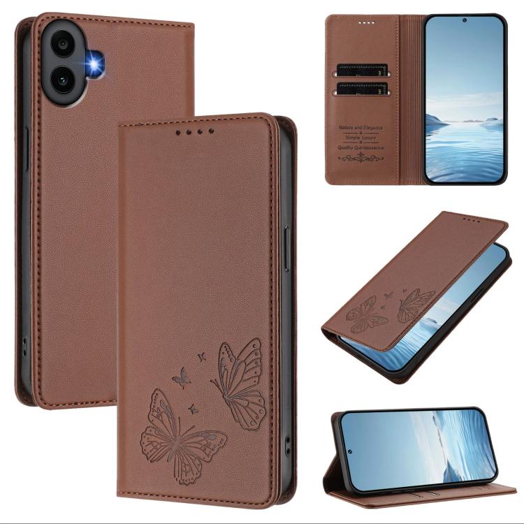 Strong Magnetic Dual Butterfly RFID Vegan Leather Phone Case, For Nothing Phone 4a Pro, For Nothing Phone 4a, For Nothing Phone 3a Lite, For Nothing Phone 3, For Nothing CMF Phone 2 Pro, For Nothing Phone 3a, For Nothing Phone 3a Pro                   ...