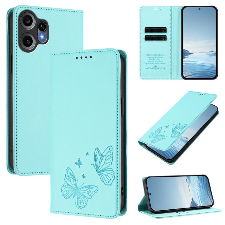 Strong Magnetic Dual Butterfly RFID Vegan Leather Phone Case, For Nothing Phone 4a Pro, For Nothing Phone 4a, For Nothing Phone 3a Lite, For Nothing Phone 3, For Nothing CMF Phone 2 Pro, For Nothing Phone 3a, For Nothing Phone 3a Pro                   ...