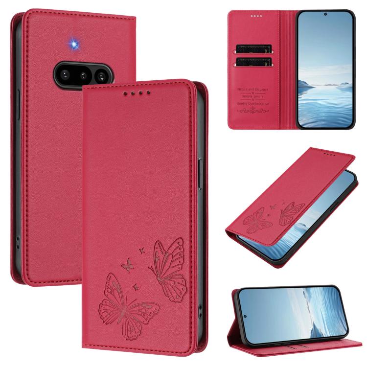 Strong Magnetic Dual Butterfly RFID Vegan Leather Phone Case, For Nothing Phone 4a Pro, For Nothing Phone 4a, For Nothing Phone 3a Lite, For Nothing Phone 3, For Nothing CMF Phone 2 Pro, For Nothing Phone 3a, For Nothing Phone 3a Pro                   ...