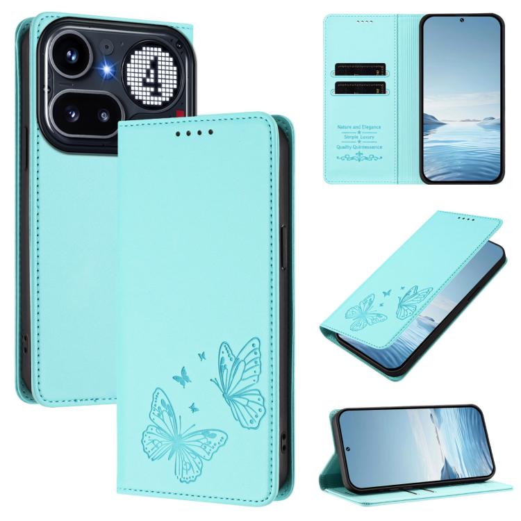 Strong Magnetic Dual Butterfly RFID Vegan Leather Phone Case, For Nothing Phone 4a Pro, For Nothing Phone 4a, For Nothing Phone 3a Lite, For Nothing Phone 3, For Nothing CMF Phone 2 Pro, For Nothing Phone 3a, For Nothing Phone 3a Pro                   ...