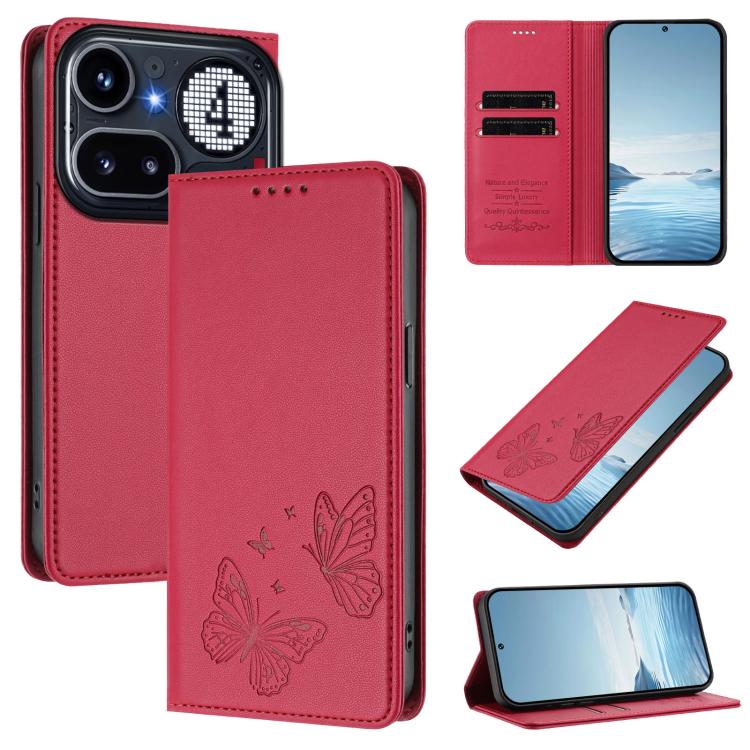 Strong Magnetic Dual Butterfly RFID Vegan Leather Phone Case, For Nothing Phone 4a Pro, For Nothing Phone 4a, For Nothing Phone 3a Lite, For Nothing Phone 3, For Nothing CMF Phone 2 Pro, For Nothing Phone 3a, For Nothing Phone 3a Pro                   ...